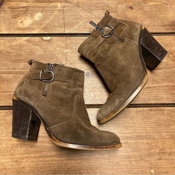Lucky Brand Shoes - Lucky Brand Everalda Brown Suede Leather Boots Size 7 Ankle Booties High Heel